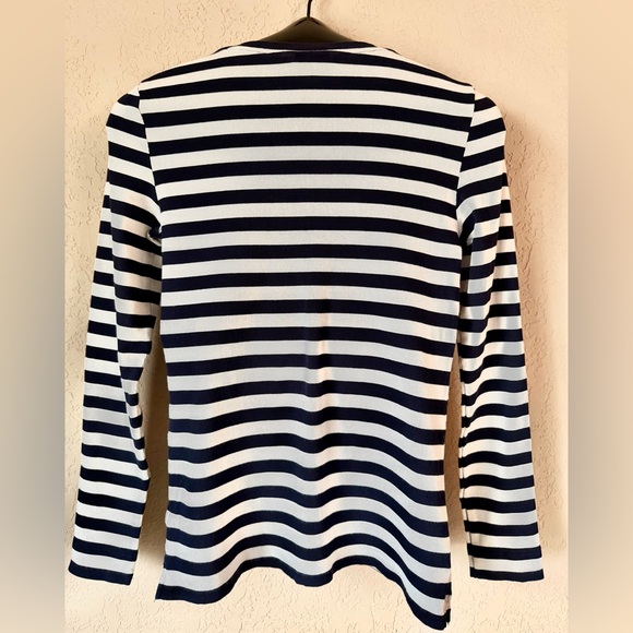 Lauren Ralph Lauren Striped Long Sleeve Top - Navy Blue sand White - Picture 6 of 16